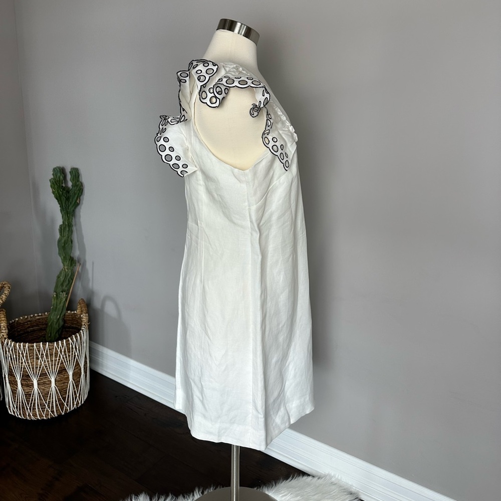 J. Crew Dress Embroidered Eyelet Ruffle Sleeveless Resort Wear Ivory & Black 12 - Picture 6 of 15
